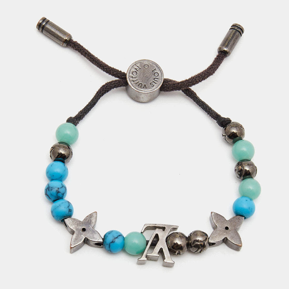 Louis Vuitton Blue Stone Adjustable String Bracelet-0