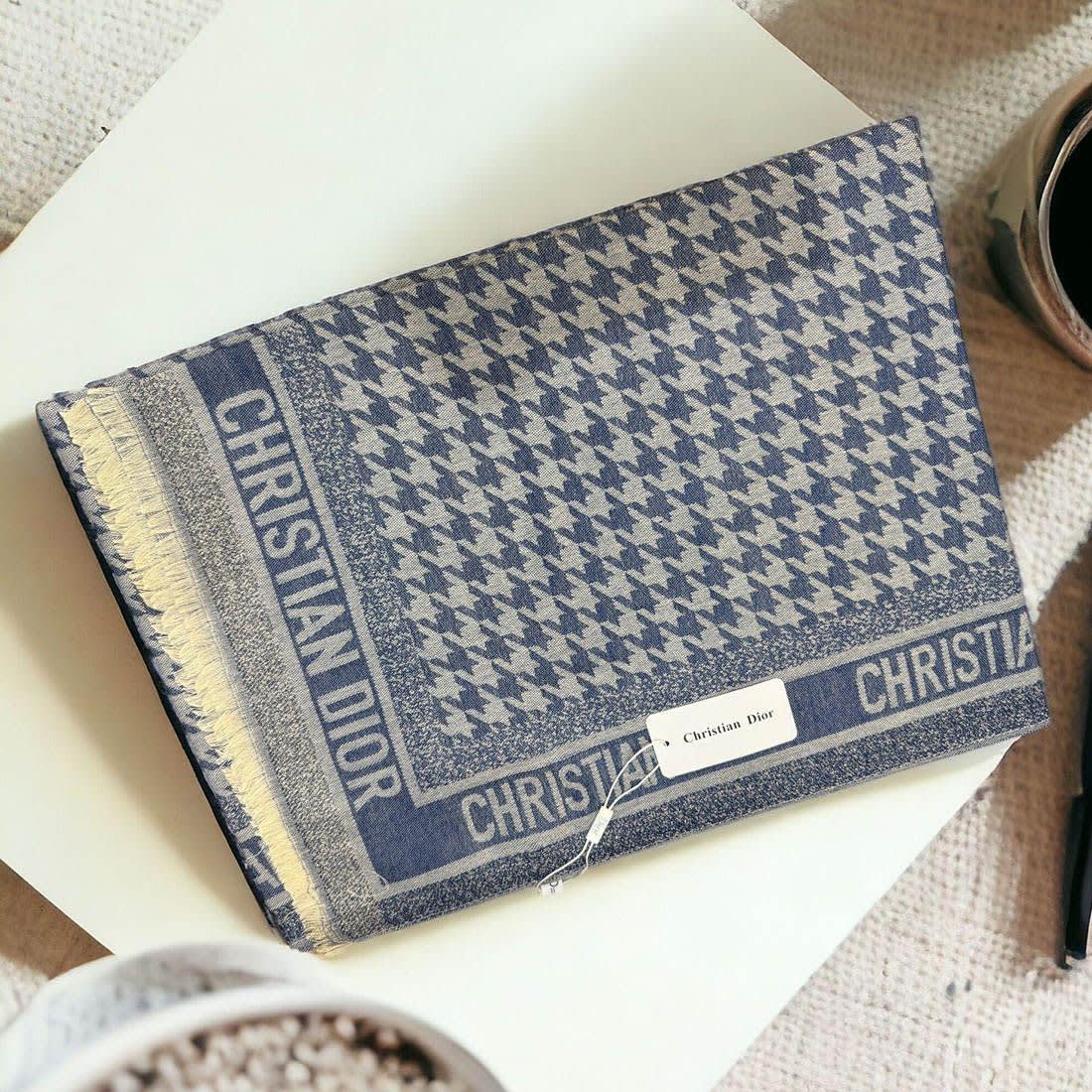 Christian Dior Premium Quality Blue Silk Stole-2