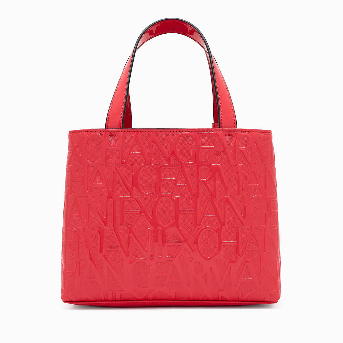 Armani Exchange Glossy Red Embossed Logo Tote Bag-2