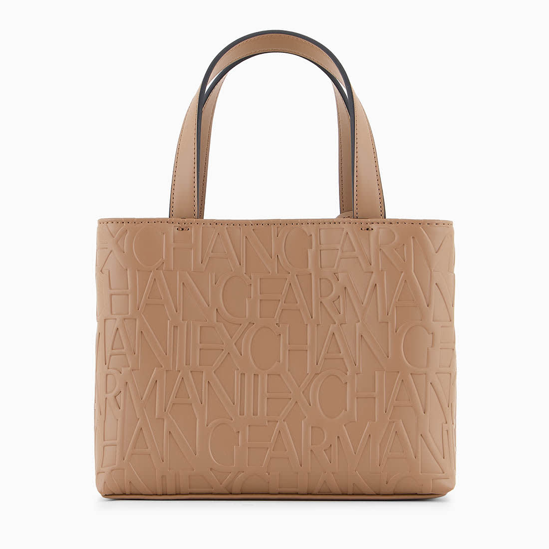 Armani Exchange Glossy Embossed Logo Beige Tote Bag-1