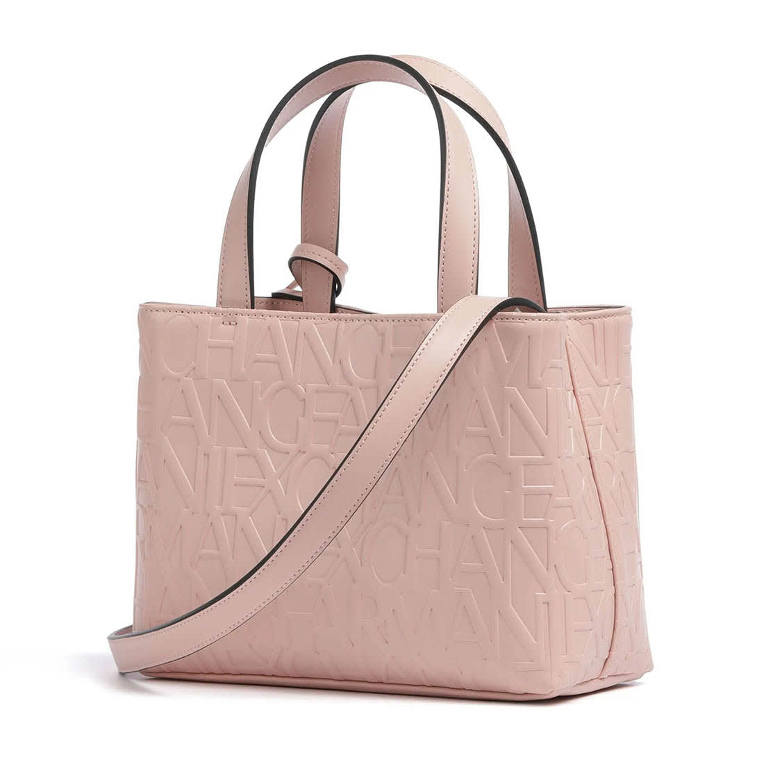 Armani Exchange Glossy Embossed Logo Pink Tote Bag-3
