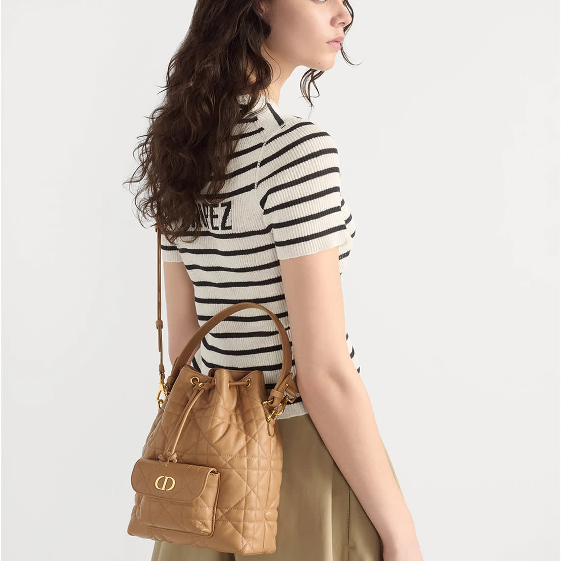 Dior Caro Mini Brown Bucket Bag-6