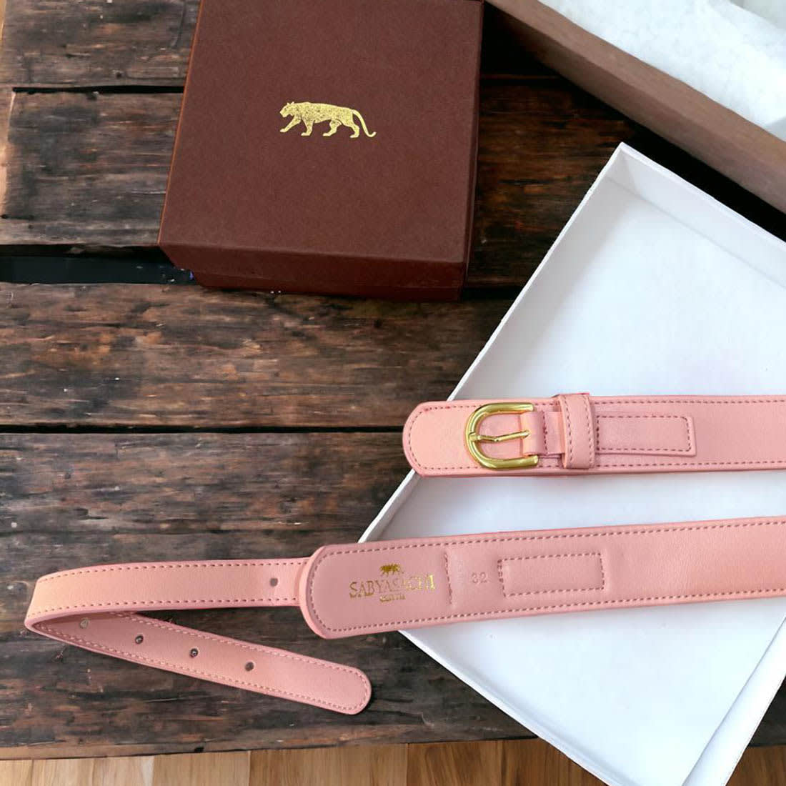 Sabyasachi Royal Bengal Tiger Logo Pink Belt-3