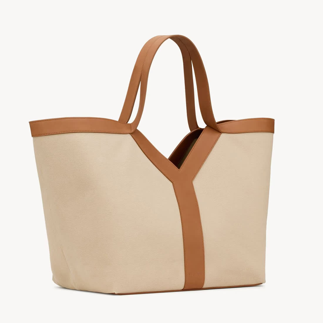YSL Y Large Brown & White Tote Bag-1