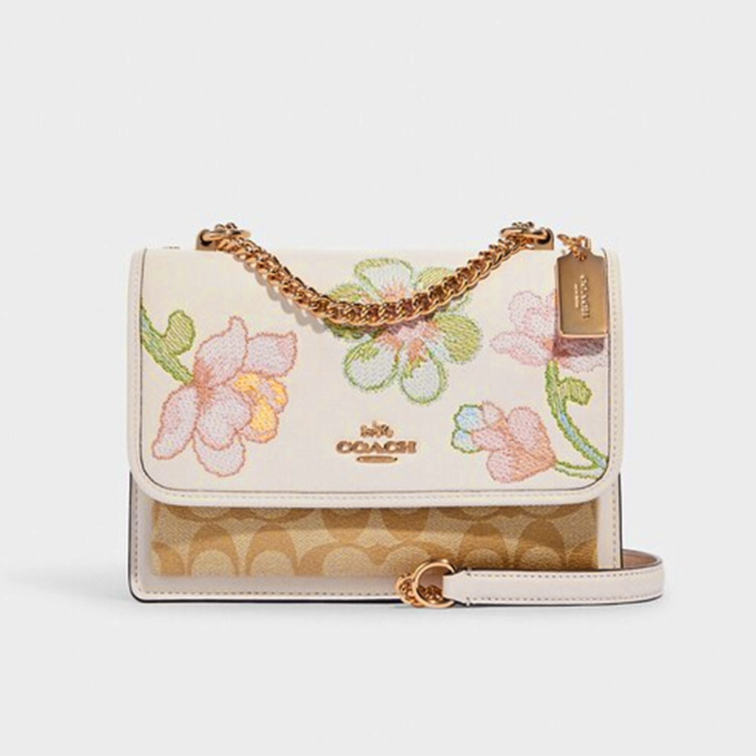 Coach Flower Print White Shoulder Bag-0