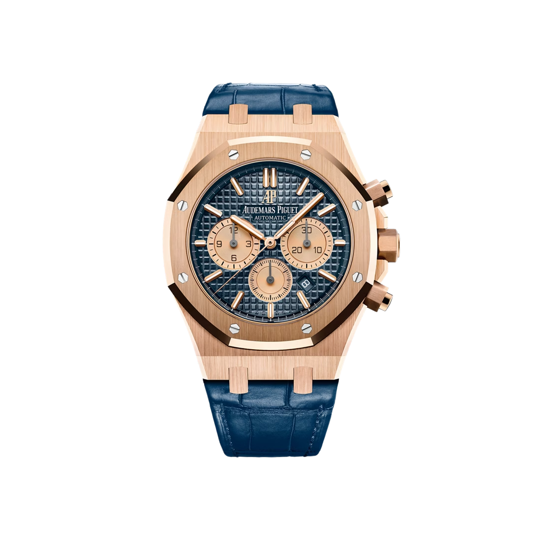 Audemars Piguet Royal Oak Selfwinding Chronograph Rose Gold Blue Index 41mm Blue Leather 26331OR.OO.D315CR.01-0