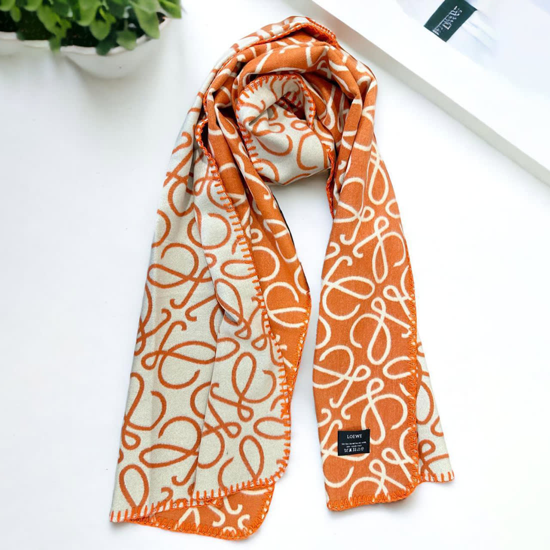 Loewe Anagram Orange Scarf-0