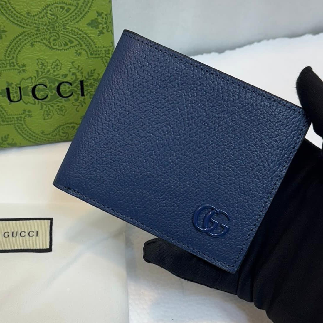 Gucci Navy Blue Premium Compact Wallet-0