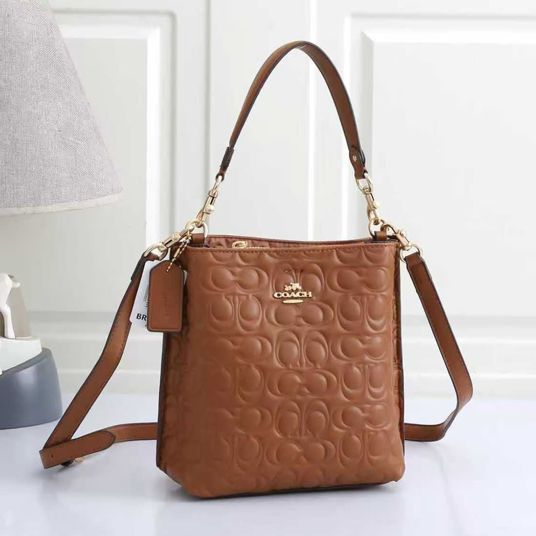Coach Willow Emboss Brown Bucket Bag-0
