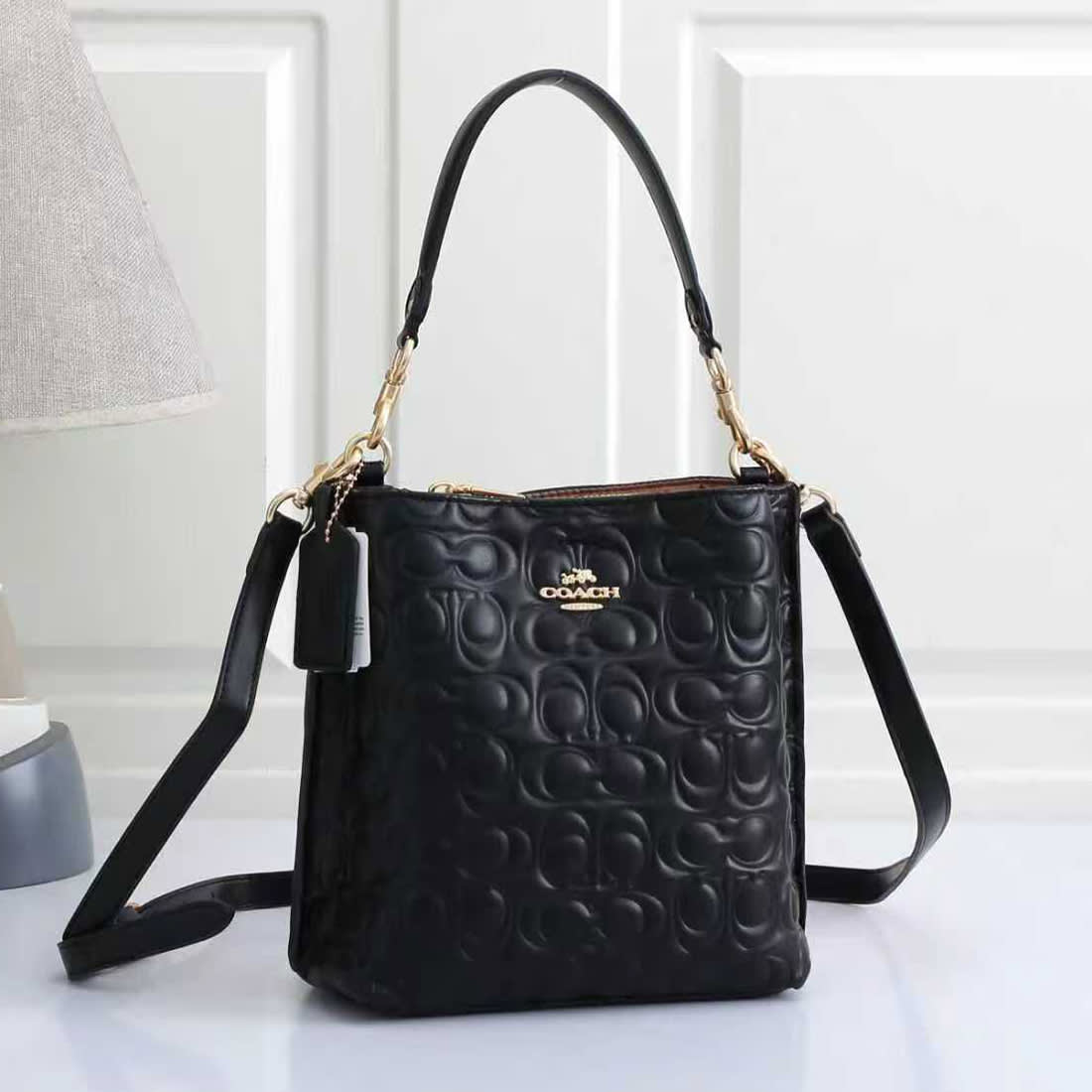 Coach Willow Emboss Black Bucket Bag-0