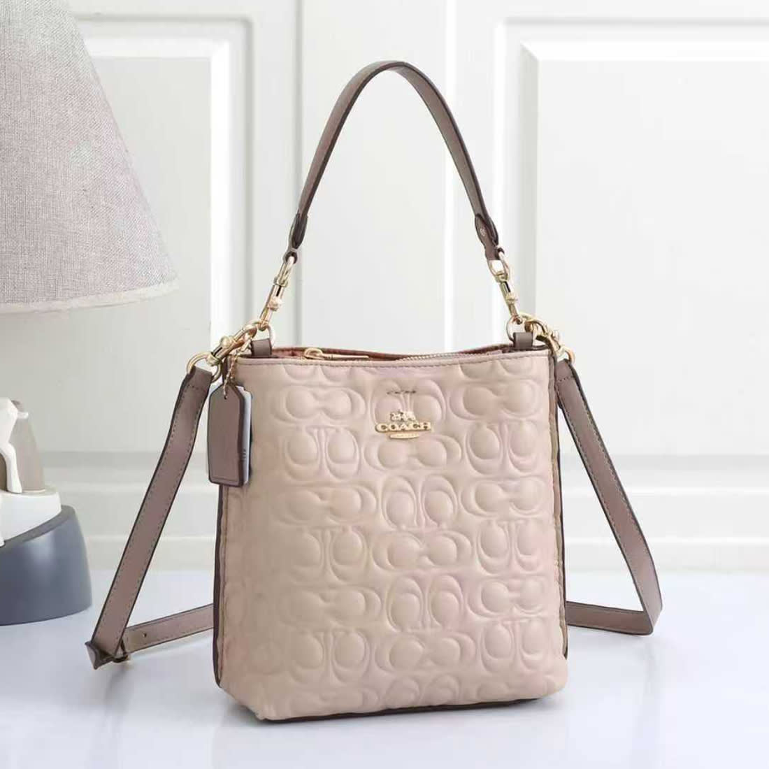 Coach Willow Emboss Beige Bucket Bag-0