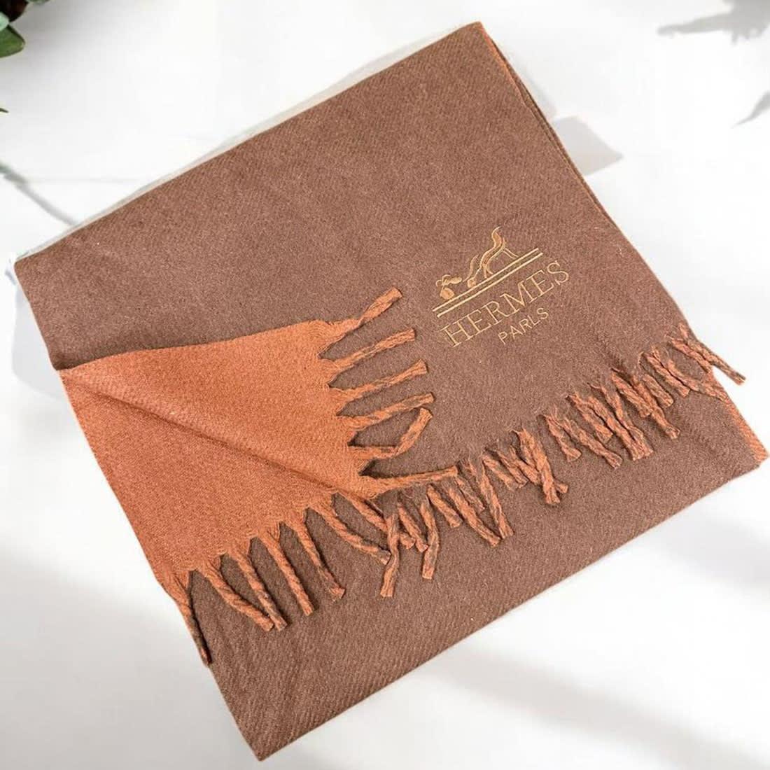 Hermes Premium Quality Brown Silk Stole-0