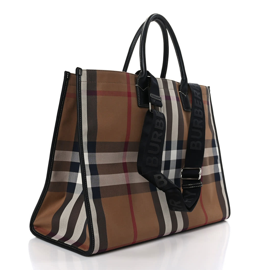 Burberry Denny Checked Brown Tote Bag-1