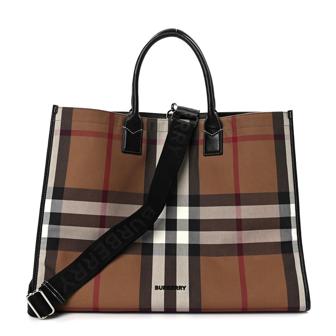 Burberry Denny Checked Brown Tote Bag-0