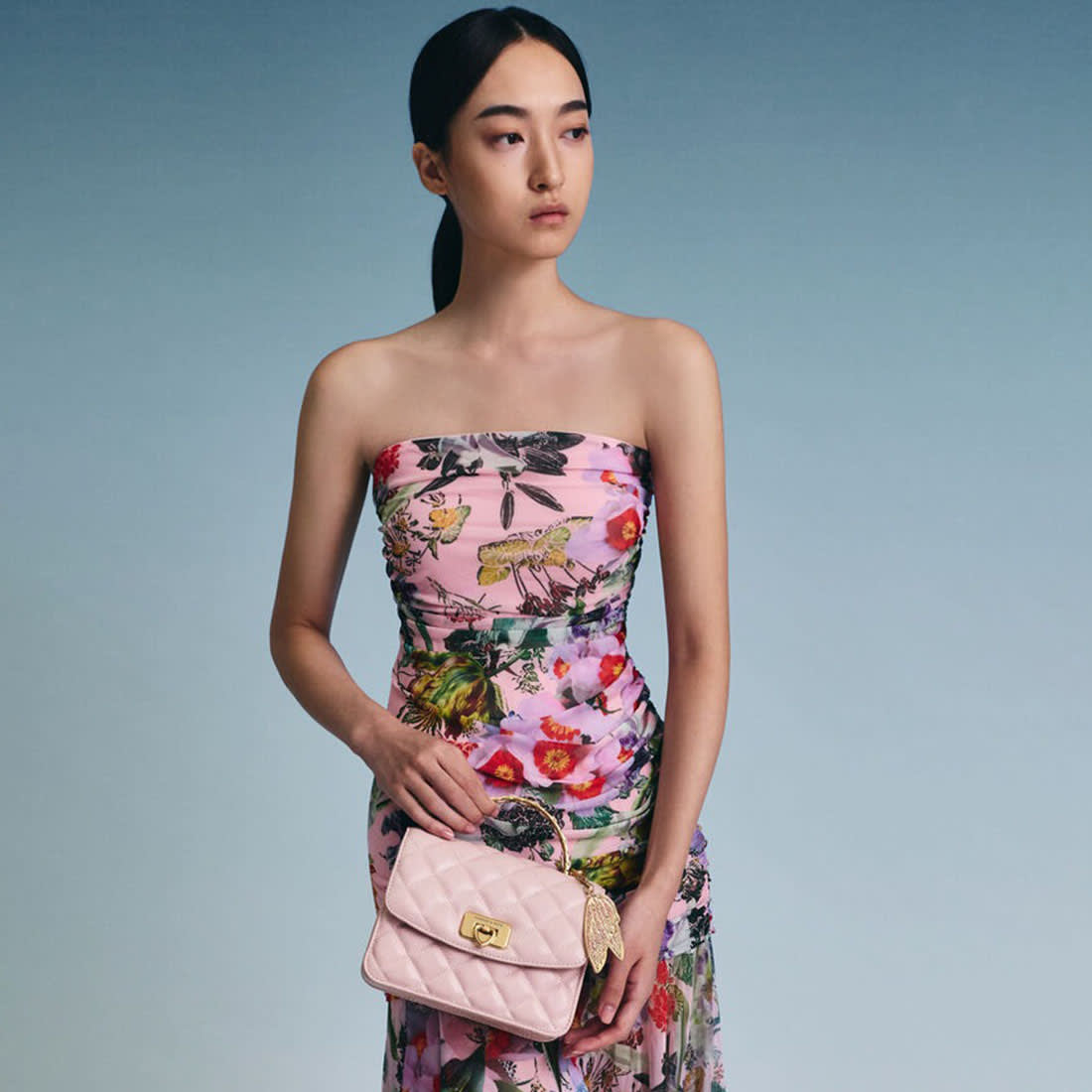 Charles & Keith Cressida Quilted Qiki Pink Sling Bag-8