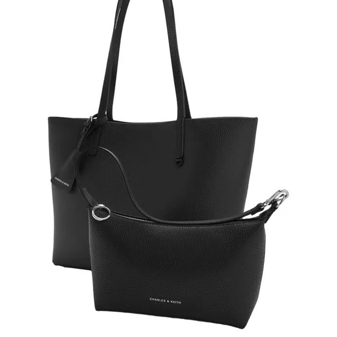 Charles & Keith Beryl Small Black Tote Bag-3