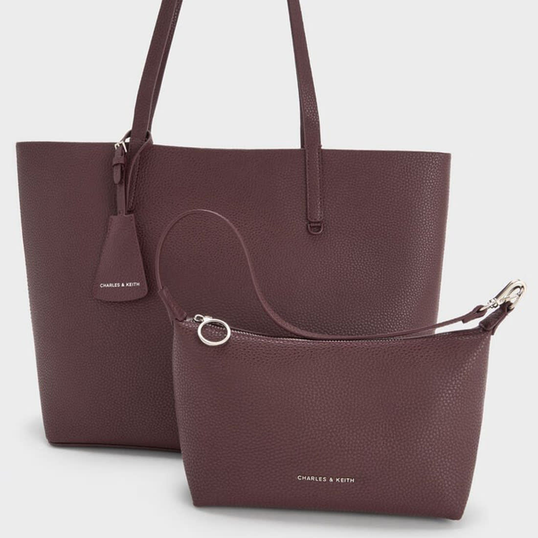 Charles & Keith Beryl Small Wine Tote Bag-3