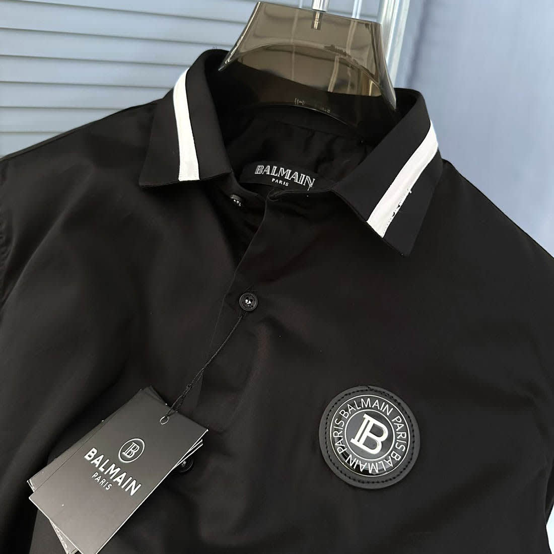 Balmain Embroidered Black Premium Cotton Shirt-2