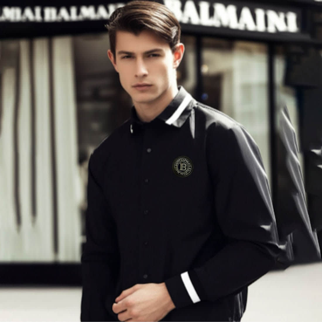 Balmain Embroidered Black Premium Cotton Shirt-0