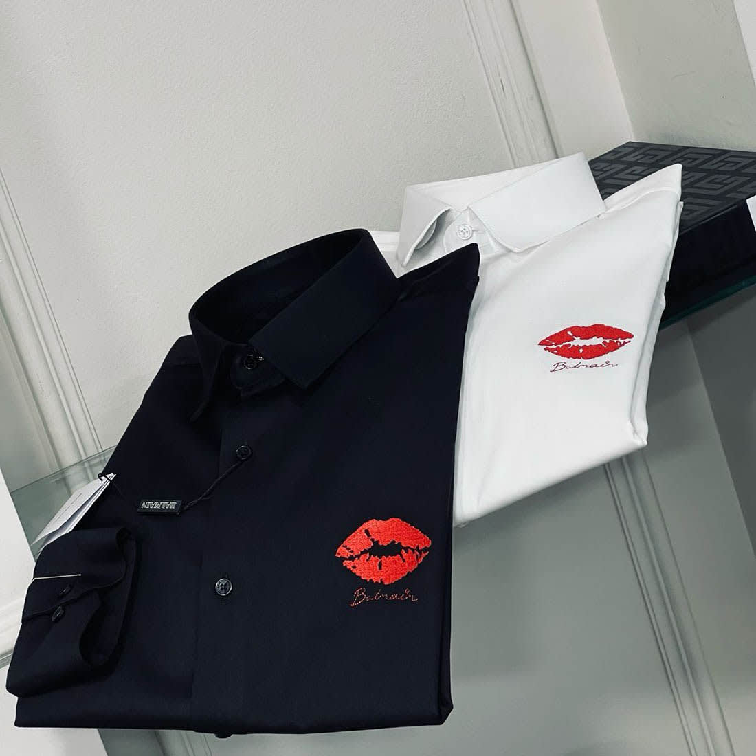 Balmain Paris Black Lips Print Shirt-4
