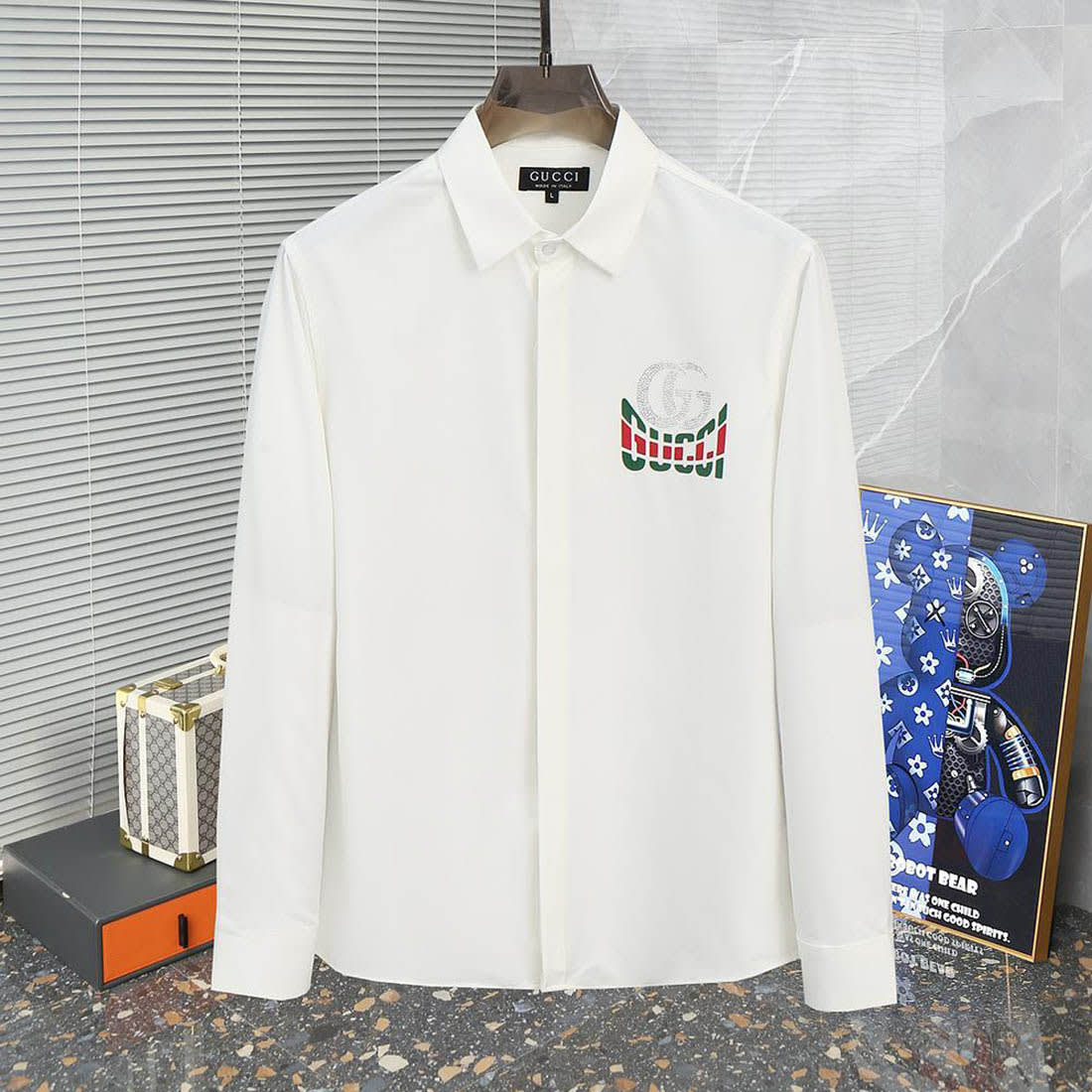 Gucci GG Embroidery White Cotton Shirt-0