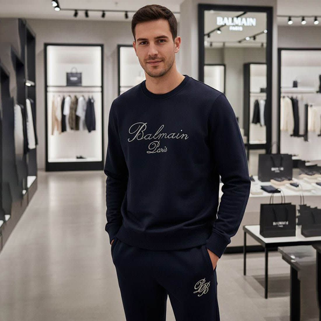 Balmain Paris Blue Premium Quality Tracksuit-1