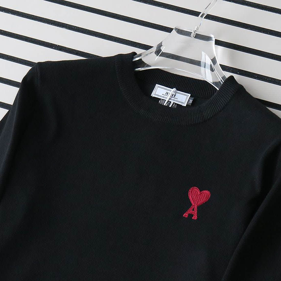 Ami Paris Ami De Cœur Black Crewneck Pullover-1