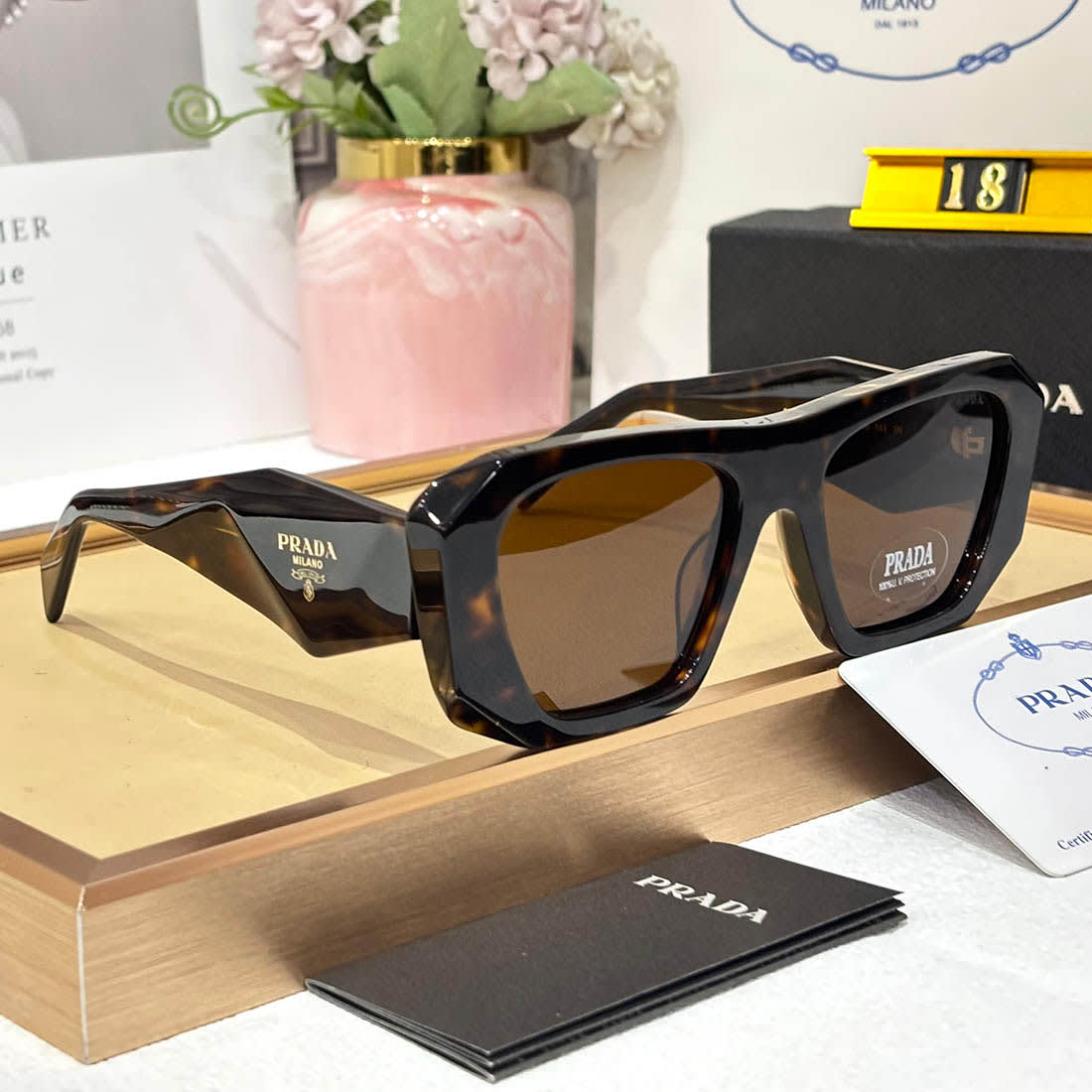 Prada 18W Brown Luxury Women's Sunglasses-2