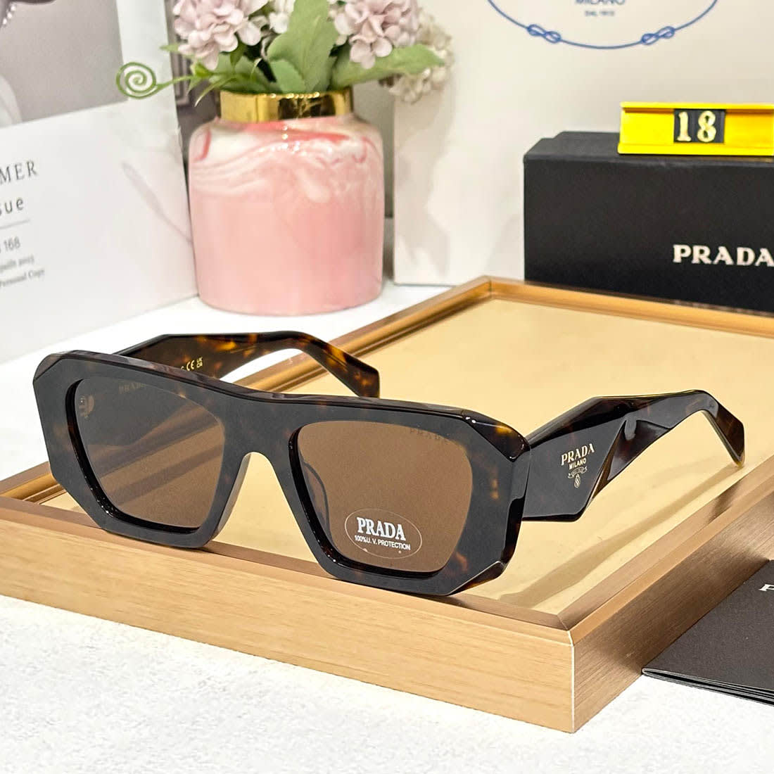 Prada 18W Brown Luxury Women's Sunglasses-1