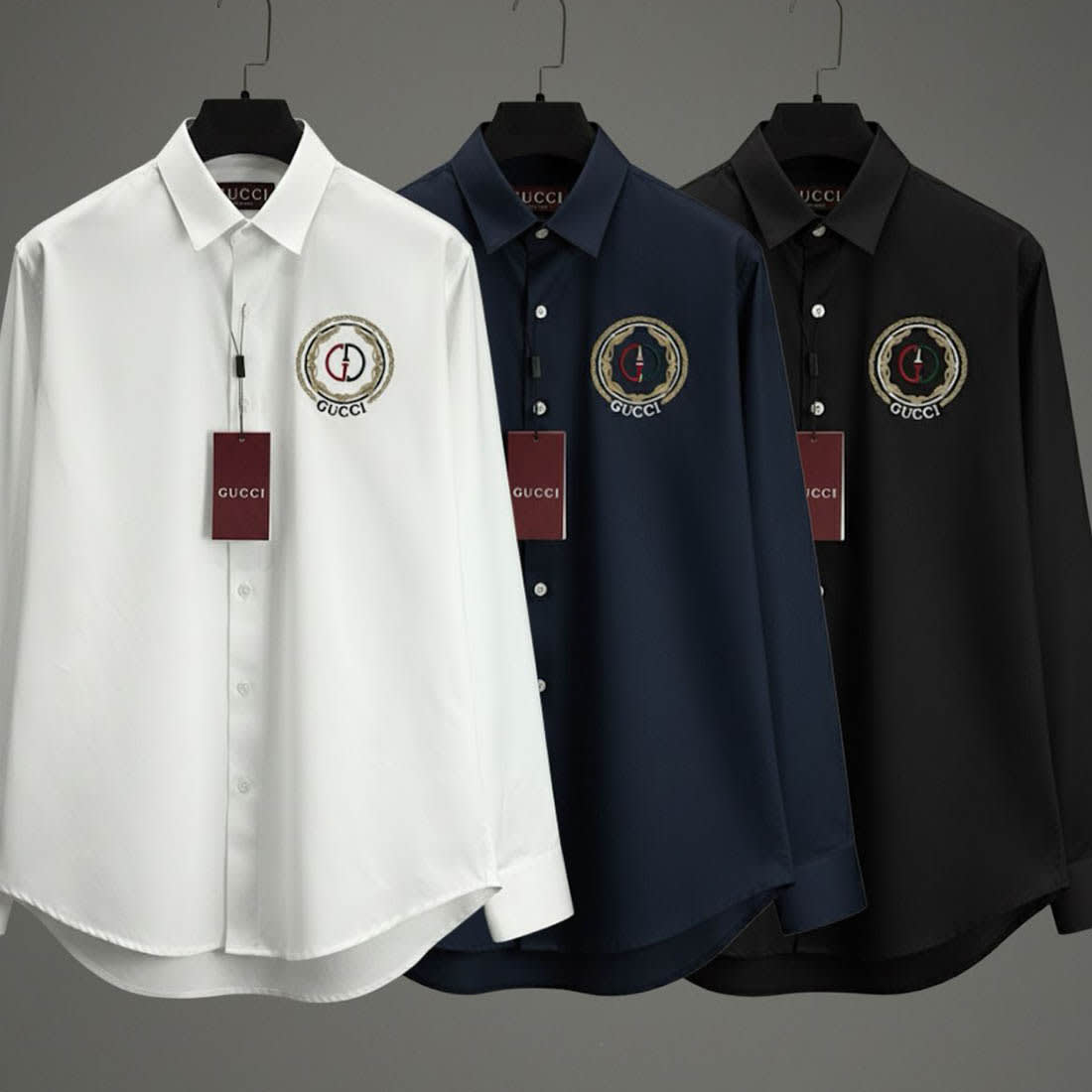 Gucci GG Embroidery White Cotton Shirt-4