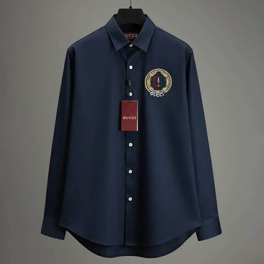 Gucci GG Embroidery Black Cotton Shirt-1