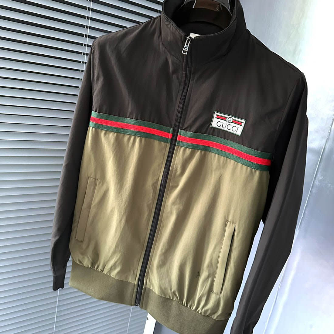 Gucci's Web Stripe Olive Zipper-2