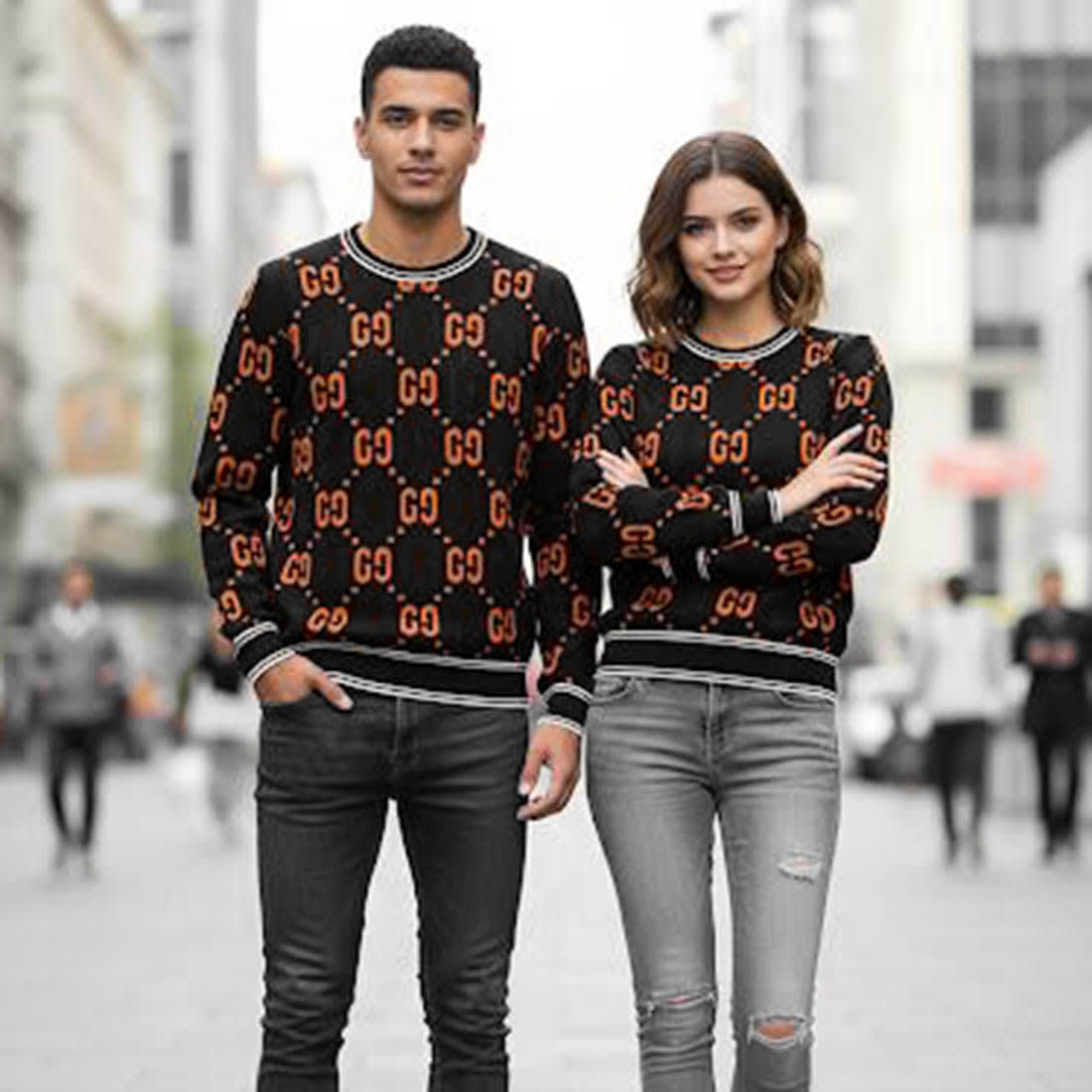 Gucci GG Shadow Logo Wool Black Jacquard Pullover-2