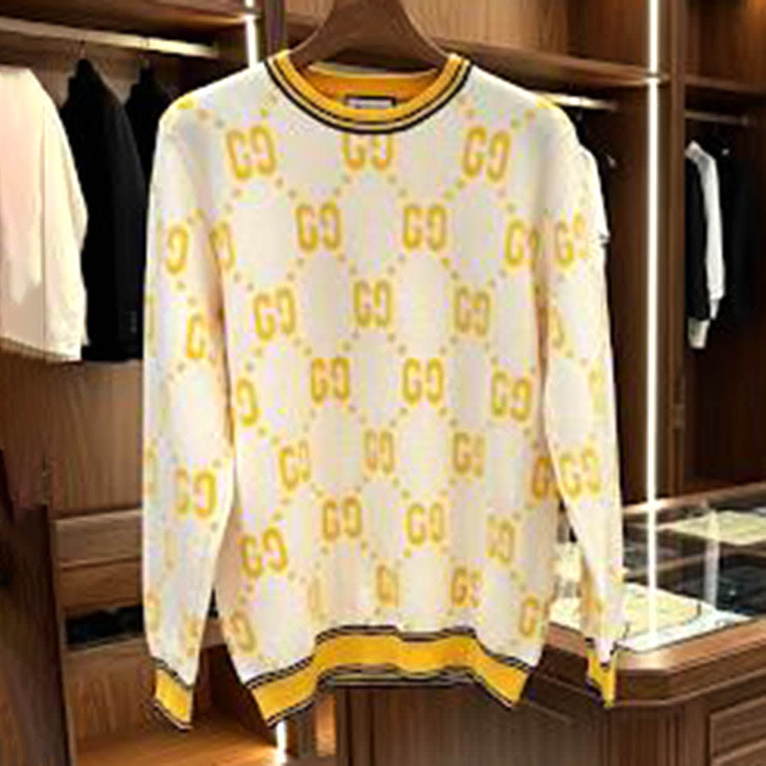 Gucci GG Shadow Logo Wool White Jacquard Pullover-2