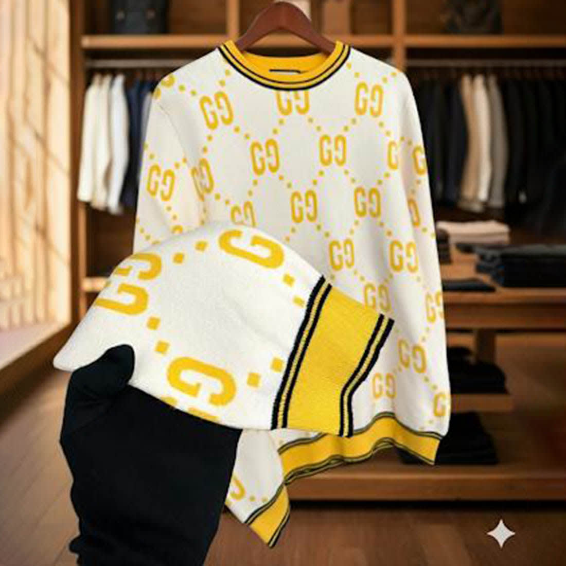 Gucci GG Shadow Logo Wool White Jacquard Women Pullover-1