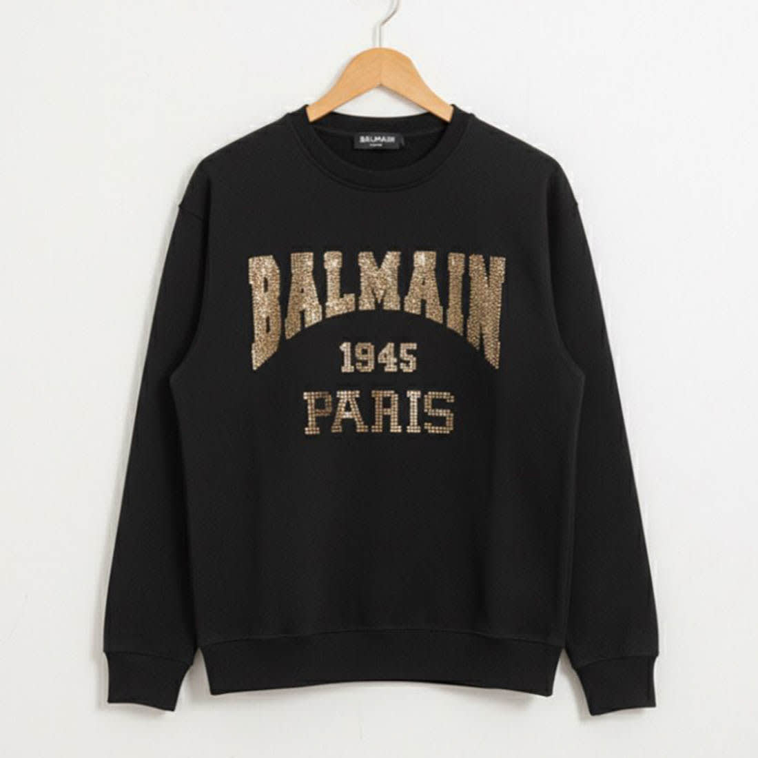 Balmain Paris Golden Logo Black Sweatshirt-0