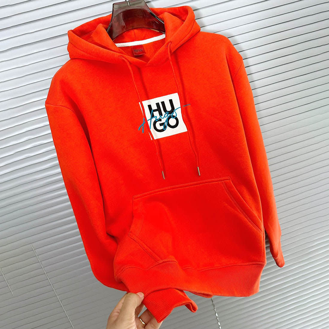 Hugo Orange Embroidered Women Hoodie-1