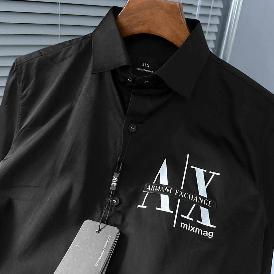 Armani Exchange Men's Mixmag Regular Fit Black Cotton Shirt-2