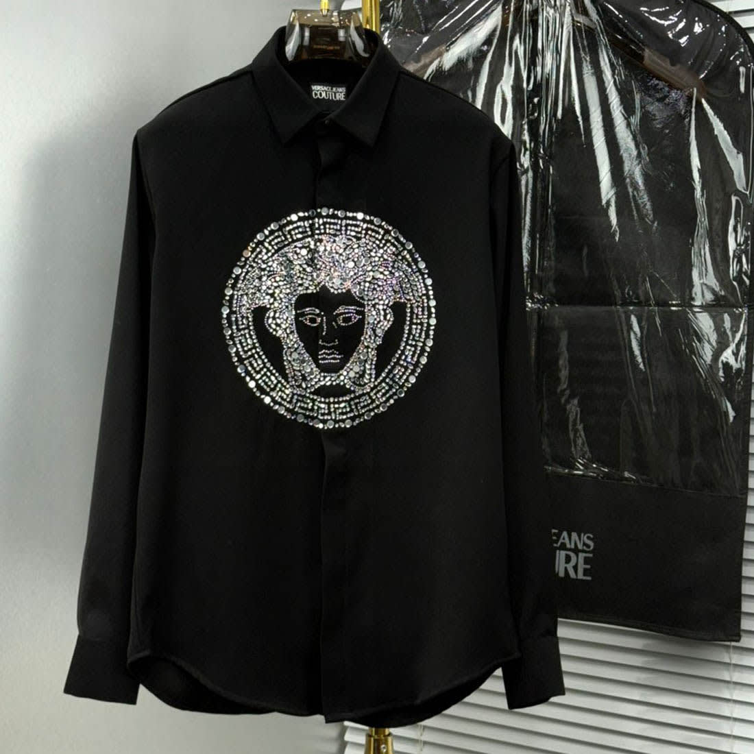 Versace Milano Couture Crystal Black Shirt-0