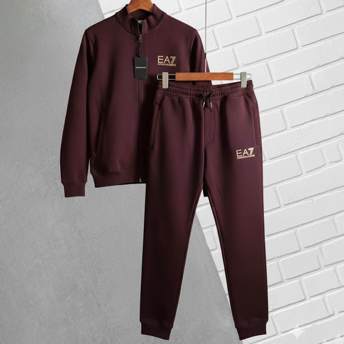 Emporio Armani EA7 Maroon Premium Tracksuit-0