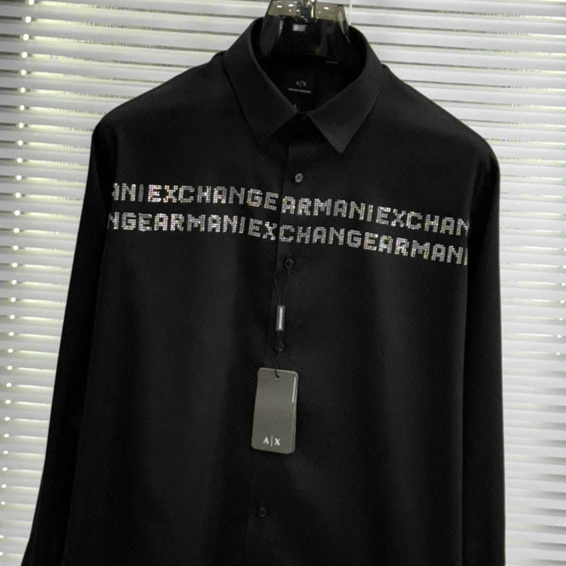 Armani Exchange Men's Regular Fit Black Cotton Shirt-1