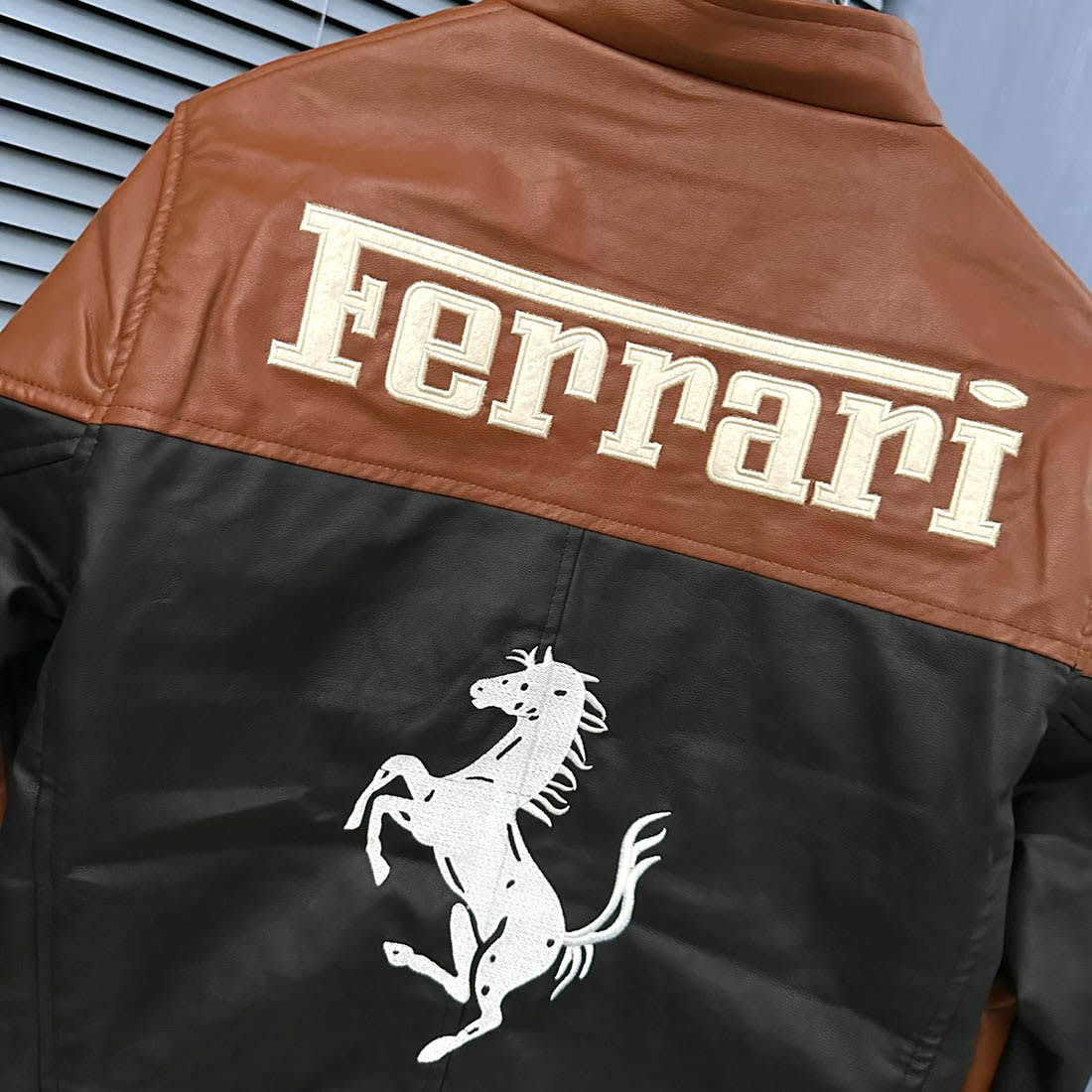 Ferrari F1 Racing Black & Brown Leather Jacket-4