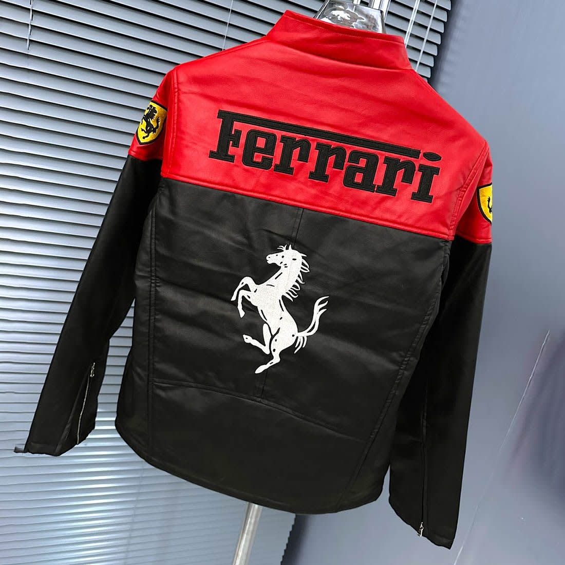 Ferrari F1 Racing Black & Red Leather Jacket-6