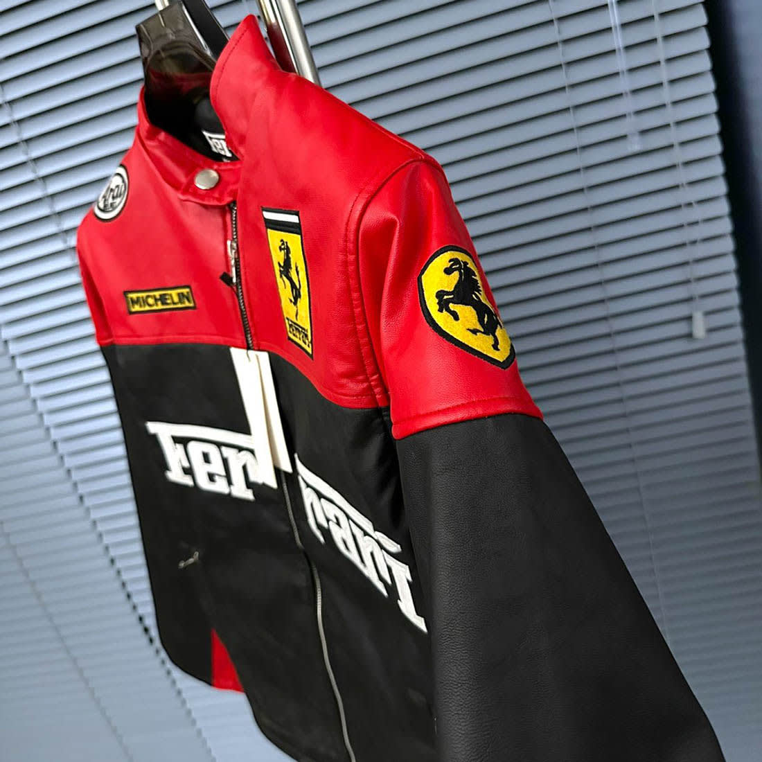 Ferrari F1 Racing Black & Red Leather Jacket-8