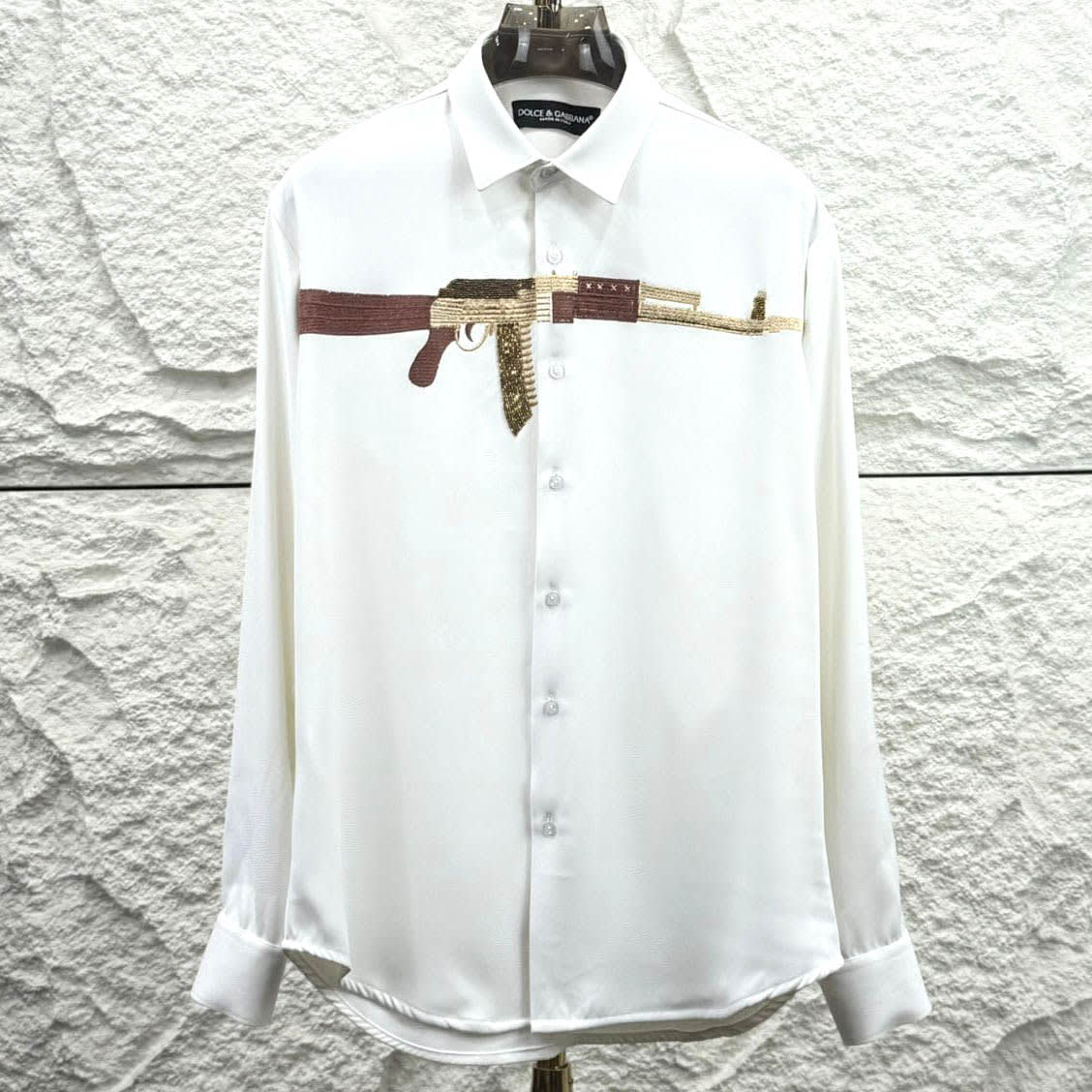 Dolce & Gabbana AK-47 Gun Print White Premium Shirt-0