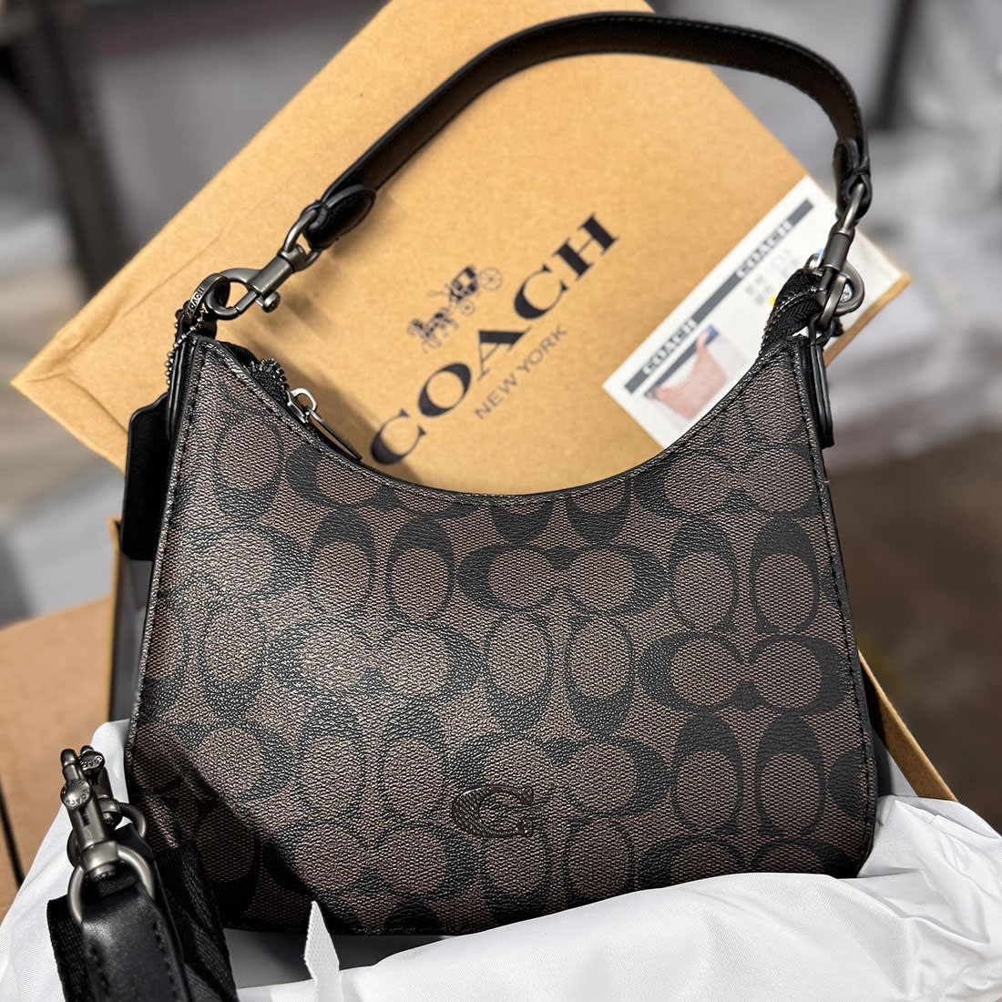 Coach C Logo Small Black Hobo Bag-0