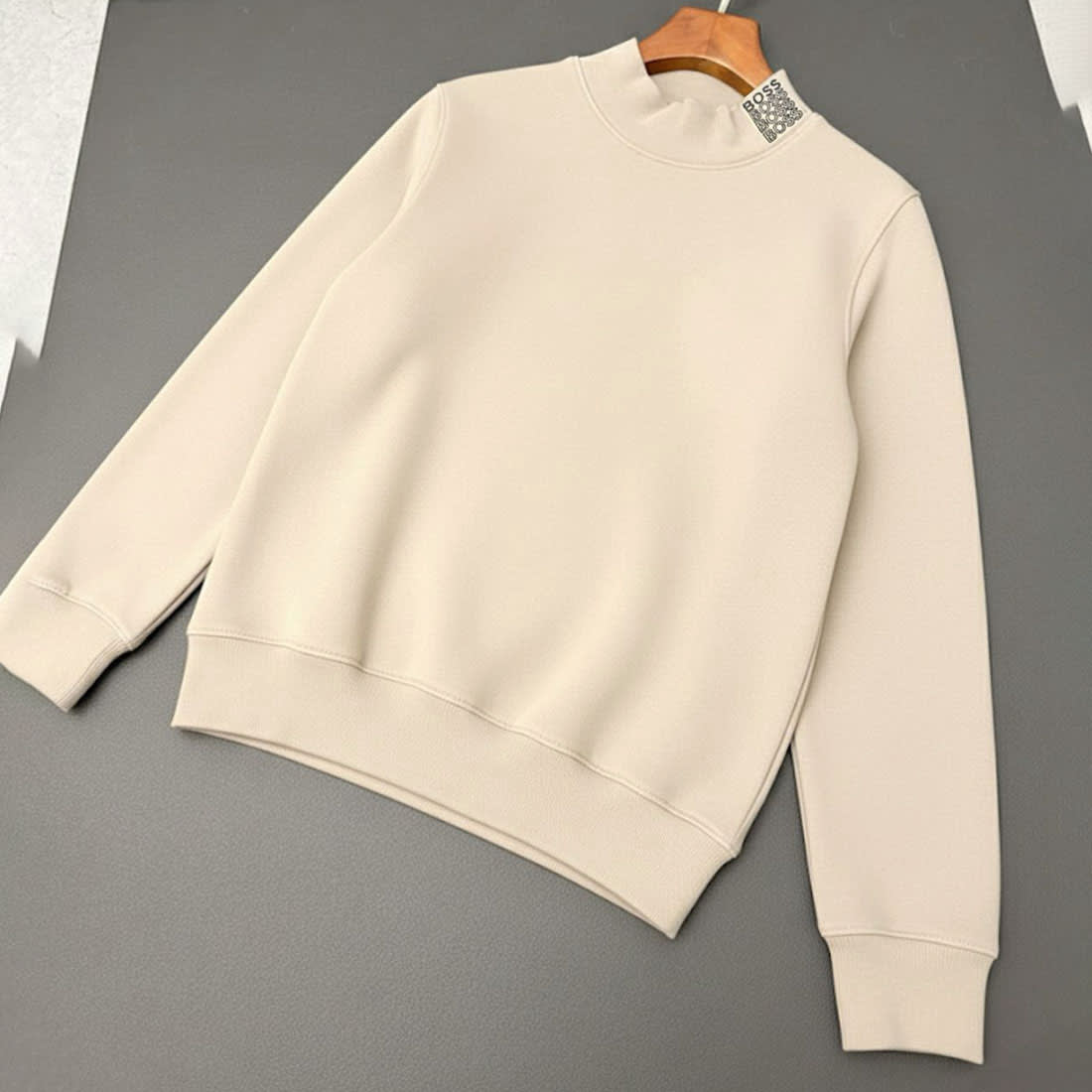 Boss Embroidery White Cotton Sweatshirt-1