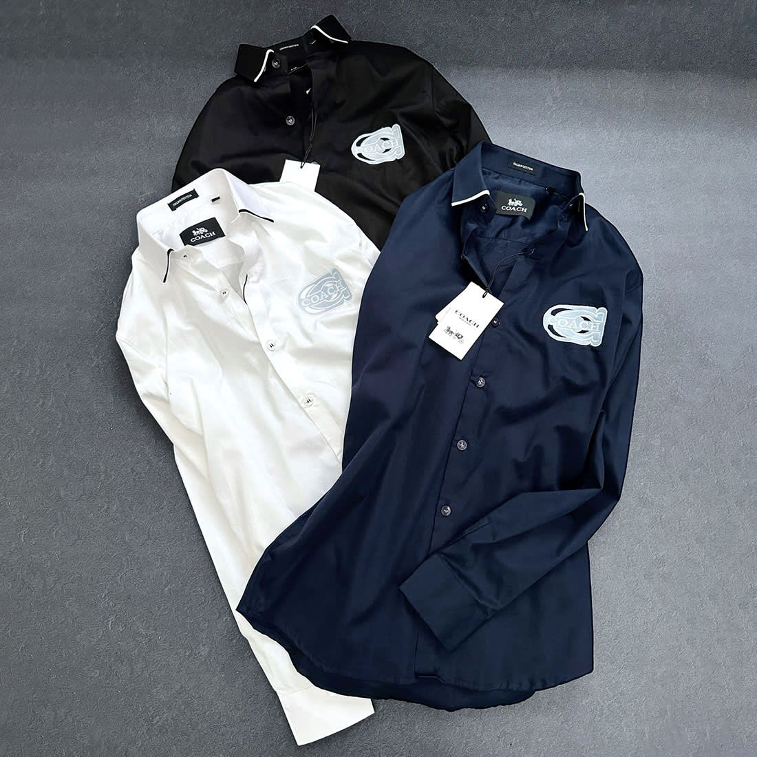 Coach Embroidered Blue Premium Cotton Shirt-4