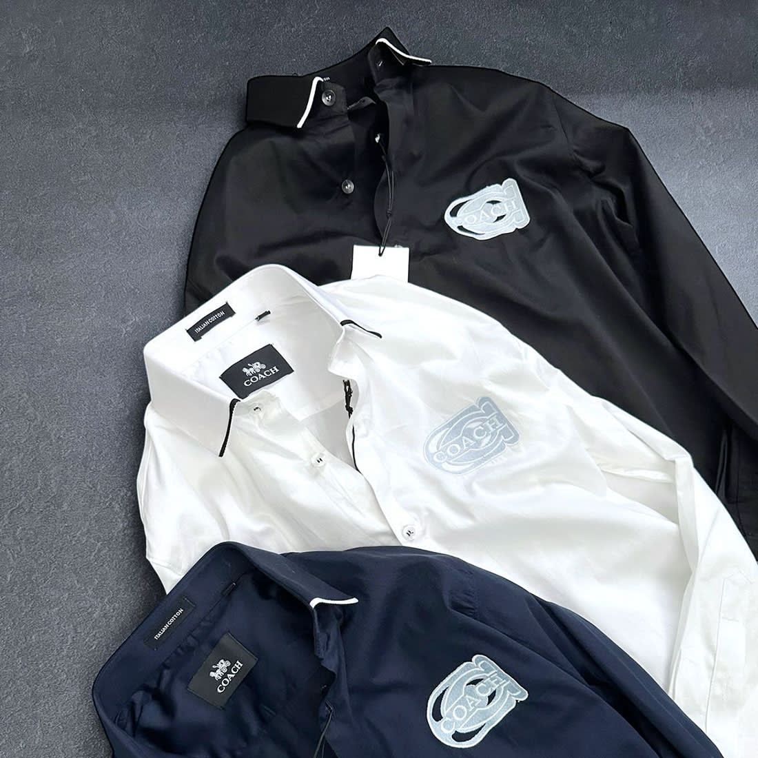 Coach Embroidered Blue Premium Cotton Shirt-3