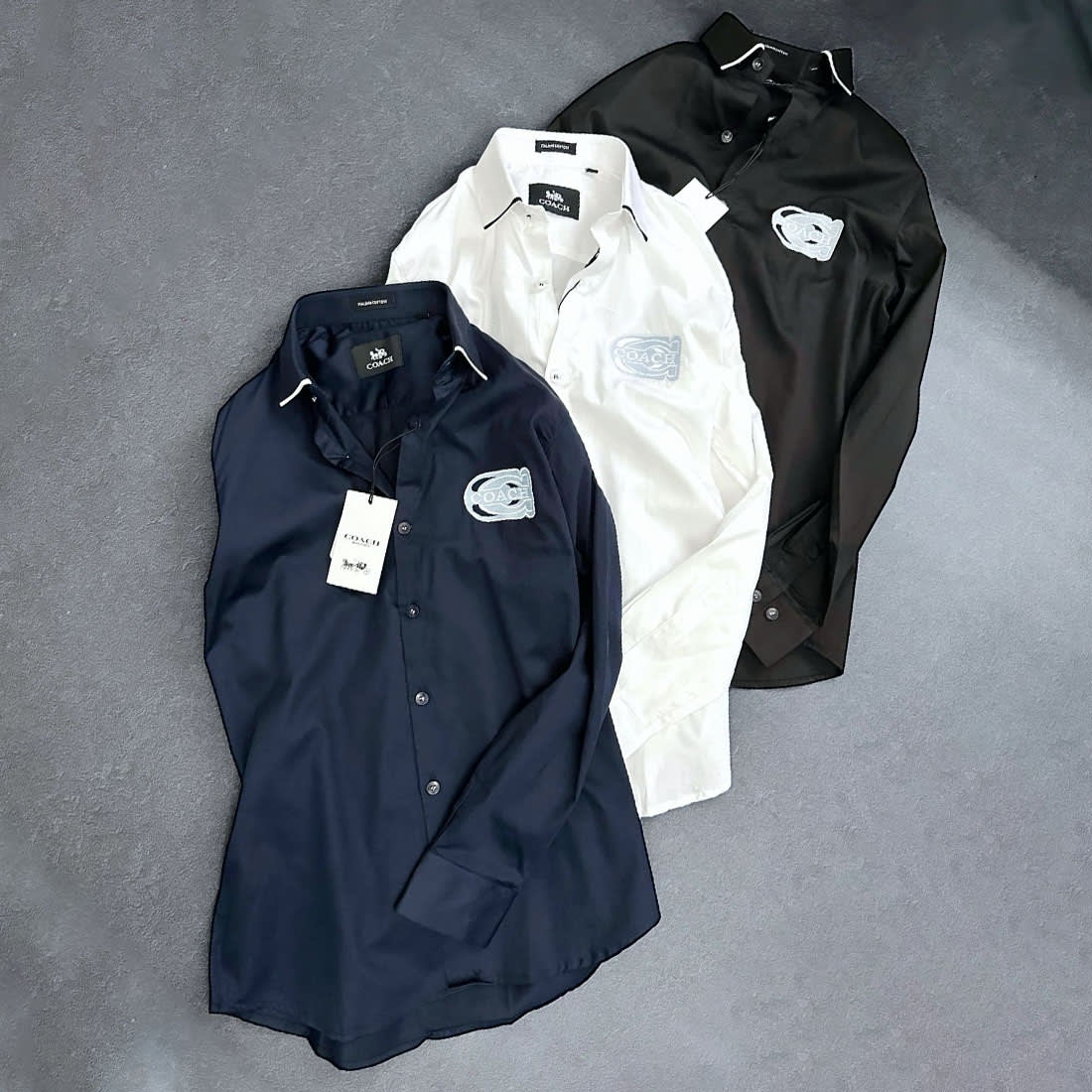 Coach Embroidered Blue Premium Cotton Shirt-5